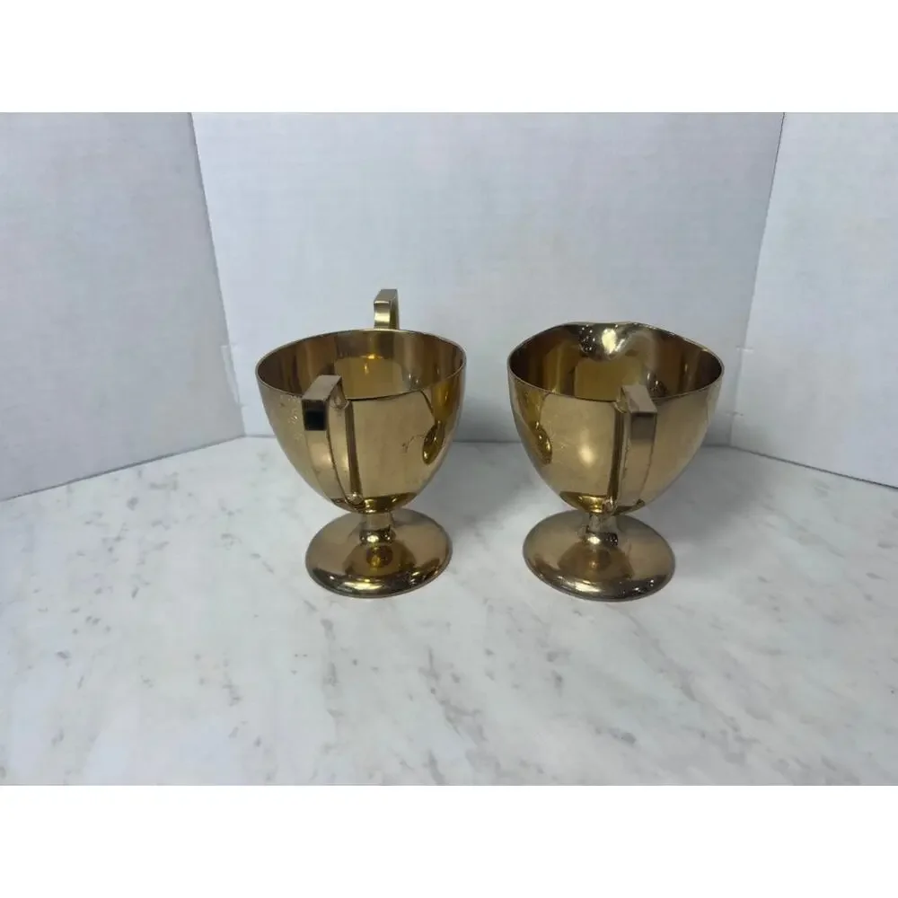 Vintage Dirilyte Bronze Alloy Creamer & Sugar Set – Golden Hue Hollowware